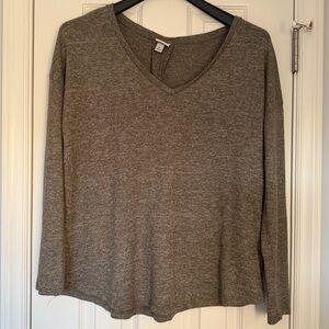 Olive V-Neck Long Sleeve Sweater Shirt